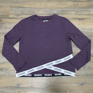 VICTORIA’S SECRET SPORT Logo Band Purple Sweatshirt with Criss Cross Detail